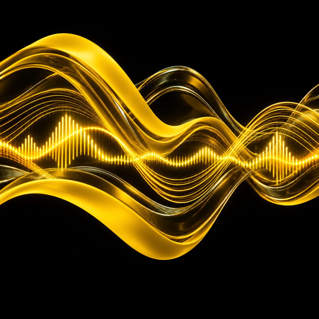 Yellow sound wave sculpture
